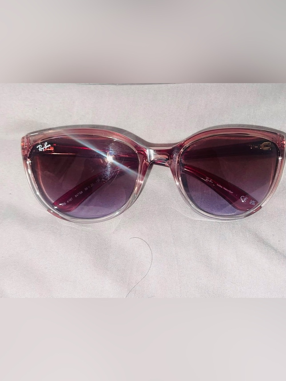 Ray-Ban Women's Pink Gradient Round Sunglasses with Purple Tint